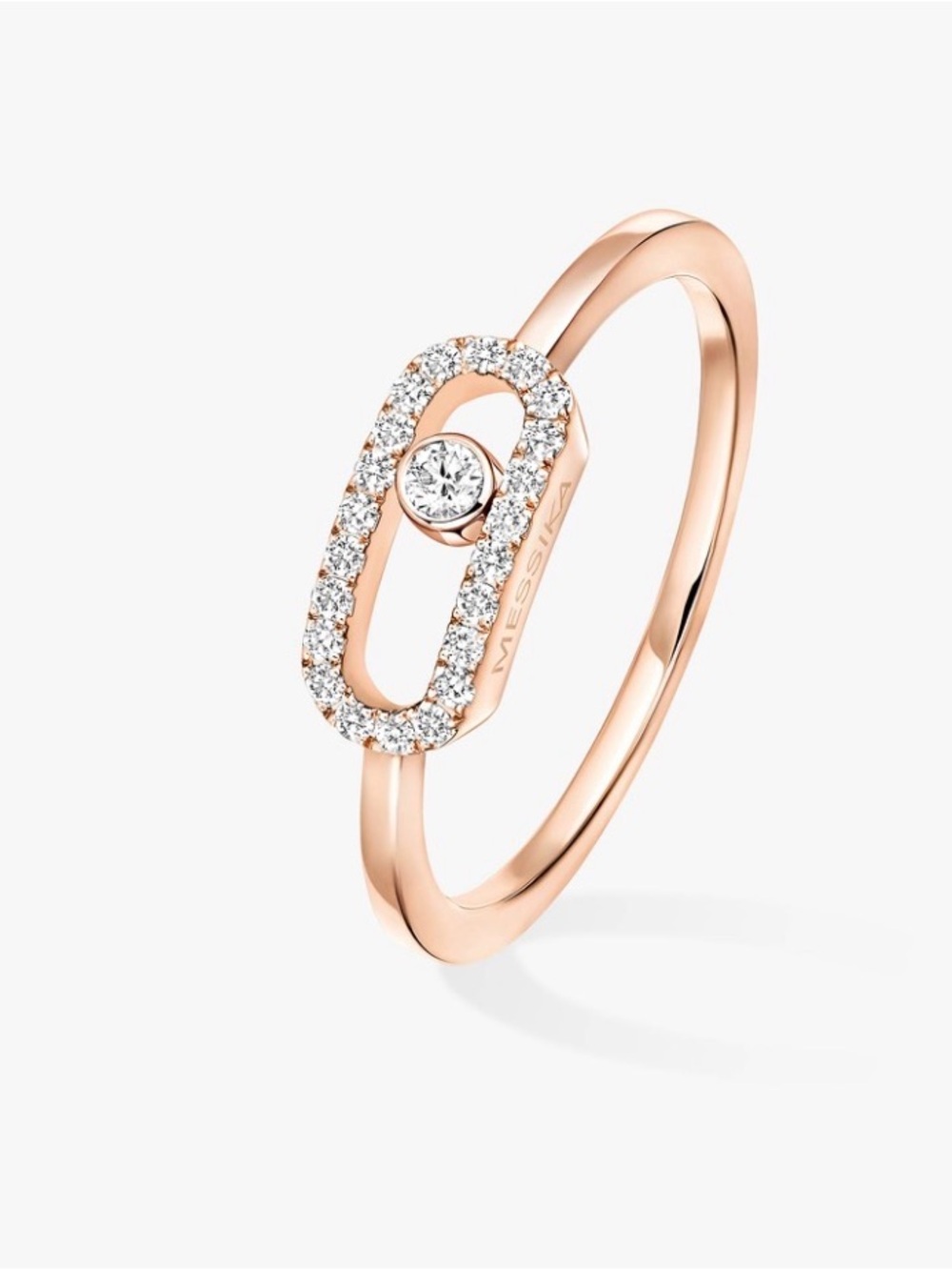 Messika Move Uno Half Pavé Diamond Ring 18K Rose Gold Size 4.5 Au750